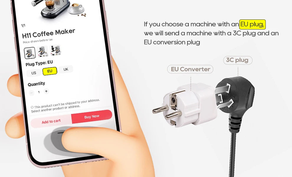 HiBREW Coffee Maker Cafetera 20 Bar Inox Semi Automatic Super Slim ESE POD& Powder Espresso Cappuccino Machine Hot Water H11