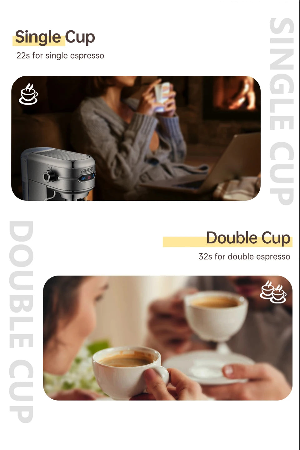 HiBREW Coffee Maker Cafetera 20 Bar Inox Semi Automatic Super Slim ESE POD& Powder Espresso Cappuccino Machine Hot Water H11